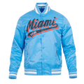MLB MIAMI MARLINS SCRIPT TAIL MEN'S SATIN JACKET (UNIVERSITY BLUE)