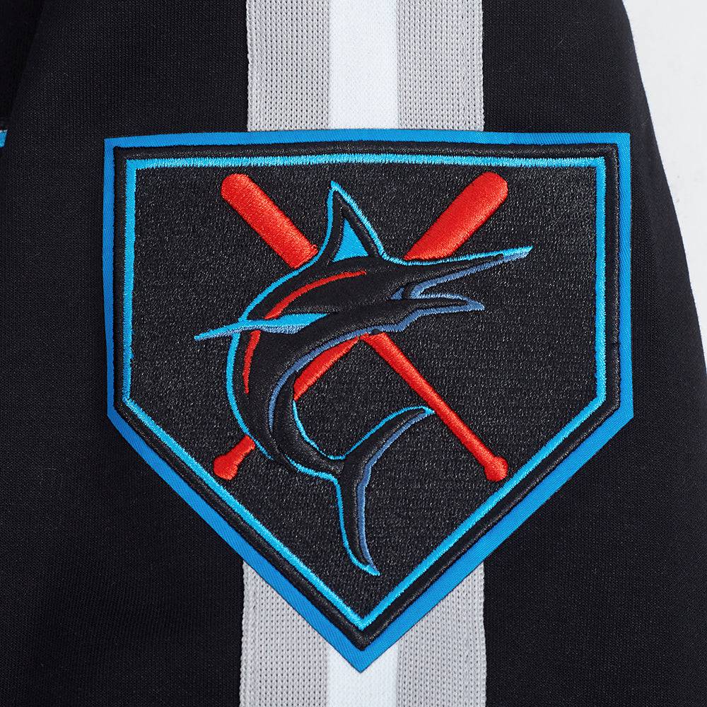 MLB MIAMI MARLINS CURRENT LOGO PRO GAME DAY MEN'S DOUBLE KNIT JACKET (BLACK/SILVER/WHITE)
