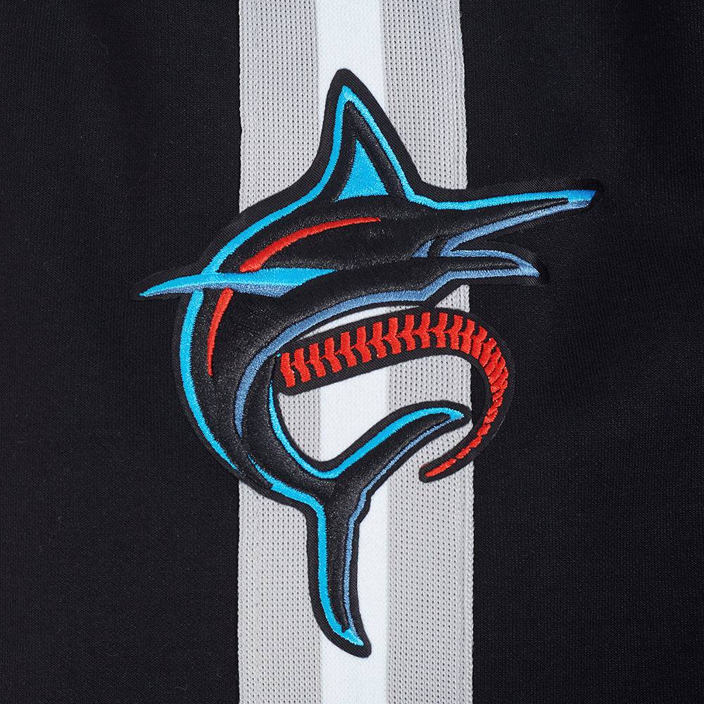 MLB MIAMI MARLINS CURRENT LOGO PRO GAME DAY MEN'S DOUBLE KNIT JACKET (BLACK/SILVER/WHITE)