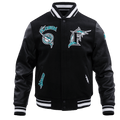 MLB FLORIDA MARLINS RETRO CLASSIC MEN'S RIB WOOL VARSITY JACKET (BLACK)
