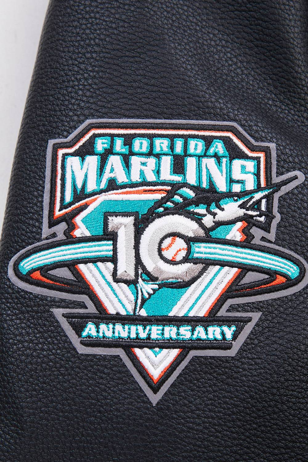 MLB FLORIDA MARLINS RETRO CLASSIC MEN'S RIB WOOL VARSITY JACKET (BLACK)
