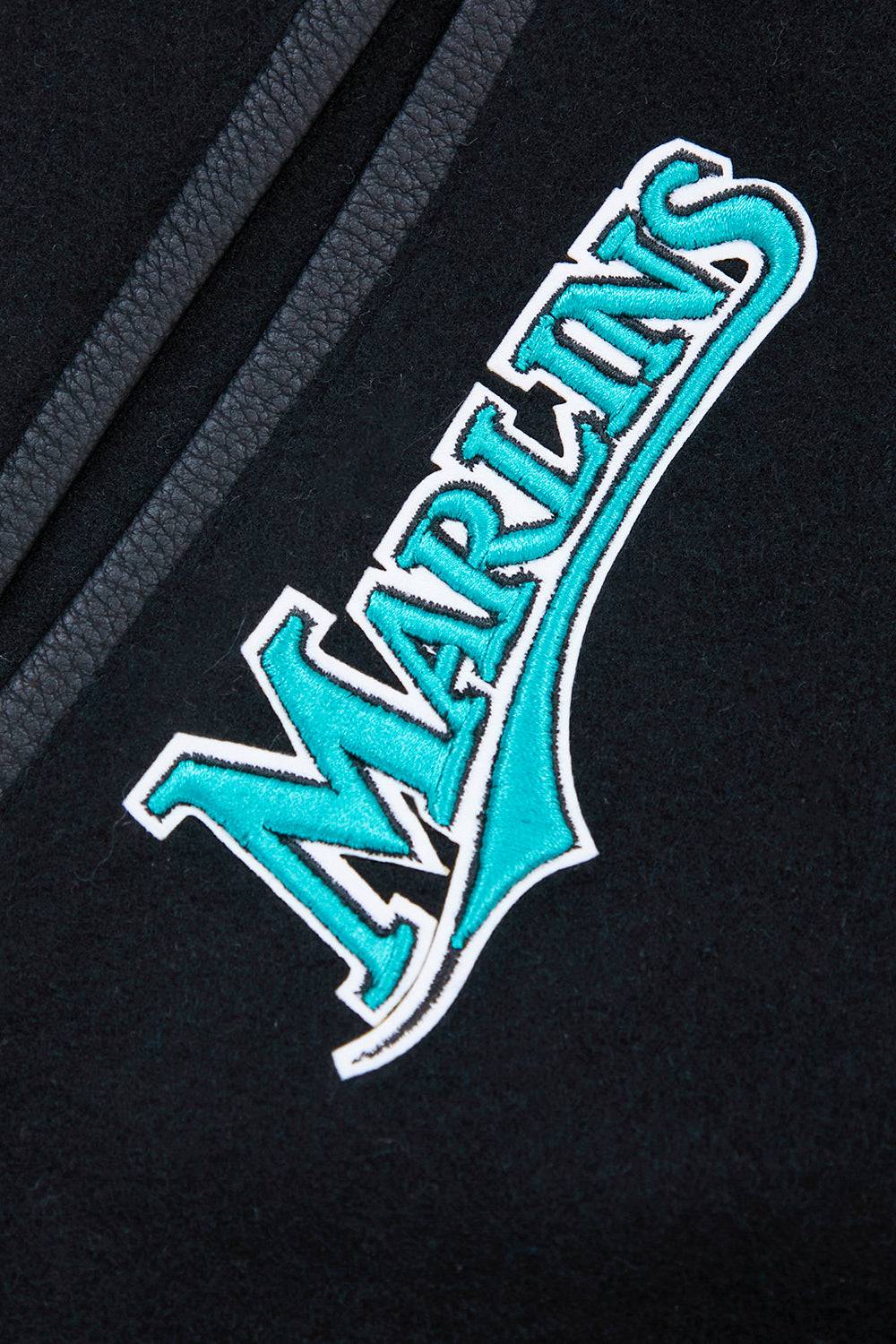 MLB FLORIDA MARLINS RETRO CLASSIC MEN'S RIB WOOL VARSITY JACKET (BLACK)