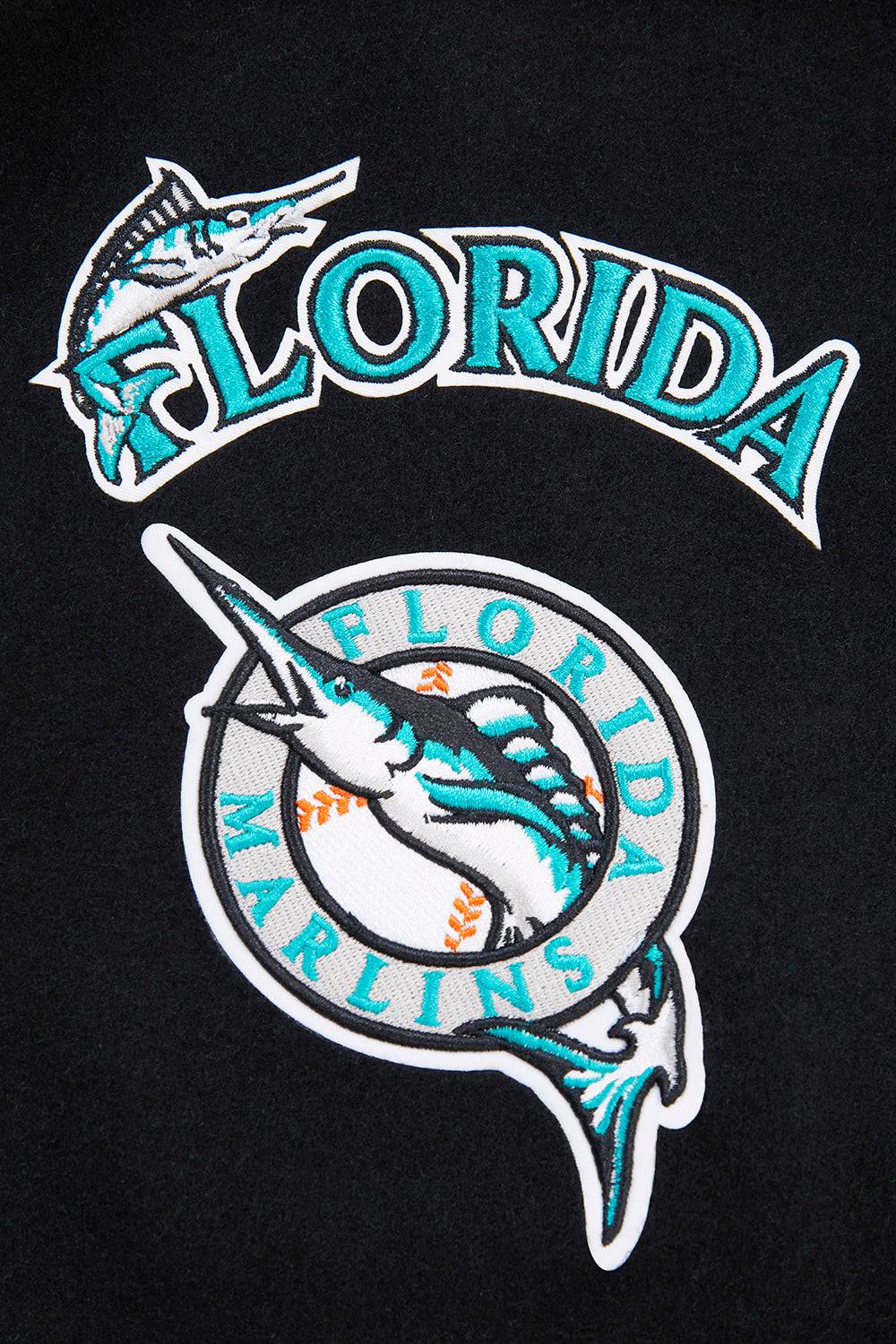 MLB FLORIDA MARLINS RETRO CLASSIC MEN'S RIB WOOL VARSITY JACKET (BLACK)