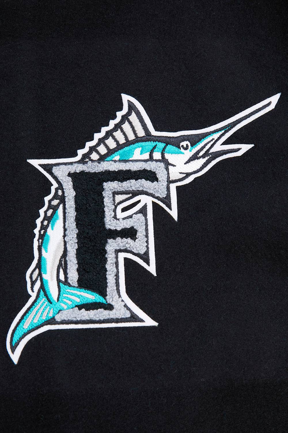 MLB FLORIDA MARLINS RETRO CLASSIC MEN'S RIB WOOL VARSITY JACKET (BLACK)