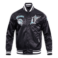 MLB FLORIDA MARLINS RETRO CLASSIC MEN'S RIB SATIN JACKET (BLACK)