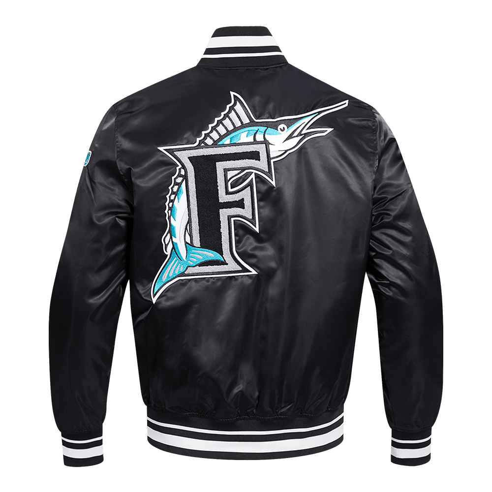 MLB FLORIDA MARLINS RETRO CLASSIC MEN'S RIB SATIN JACKET (BLACK)