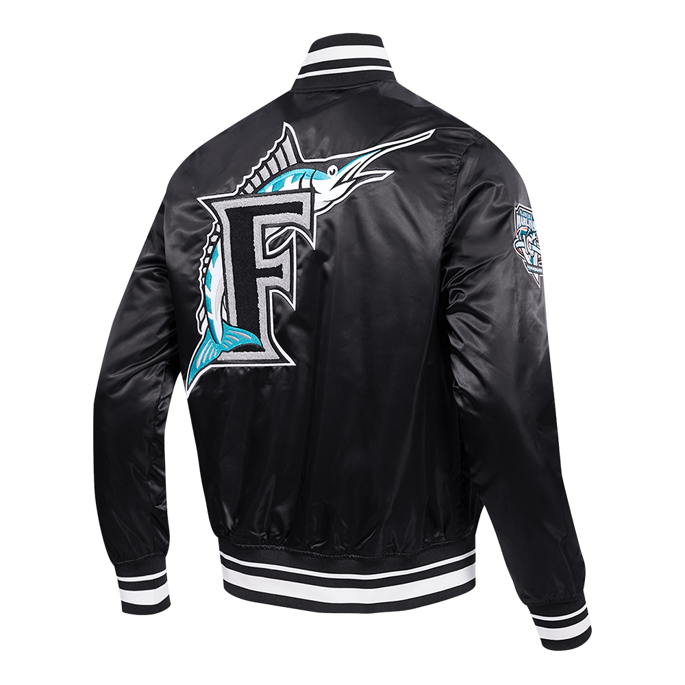MLB FLORIDA MARLINS RETRO CLASSIC MEN'S RIB SATIN JACKET (BLACK)