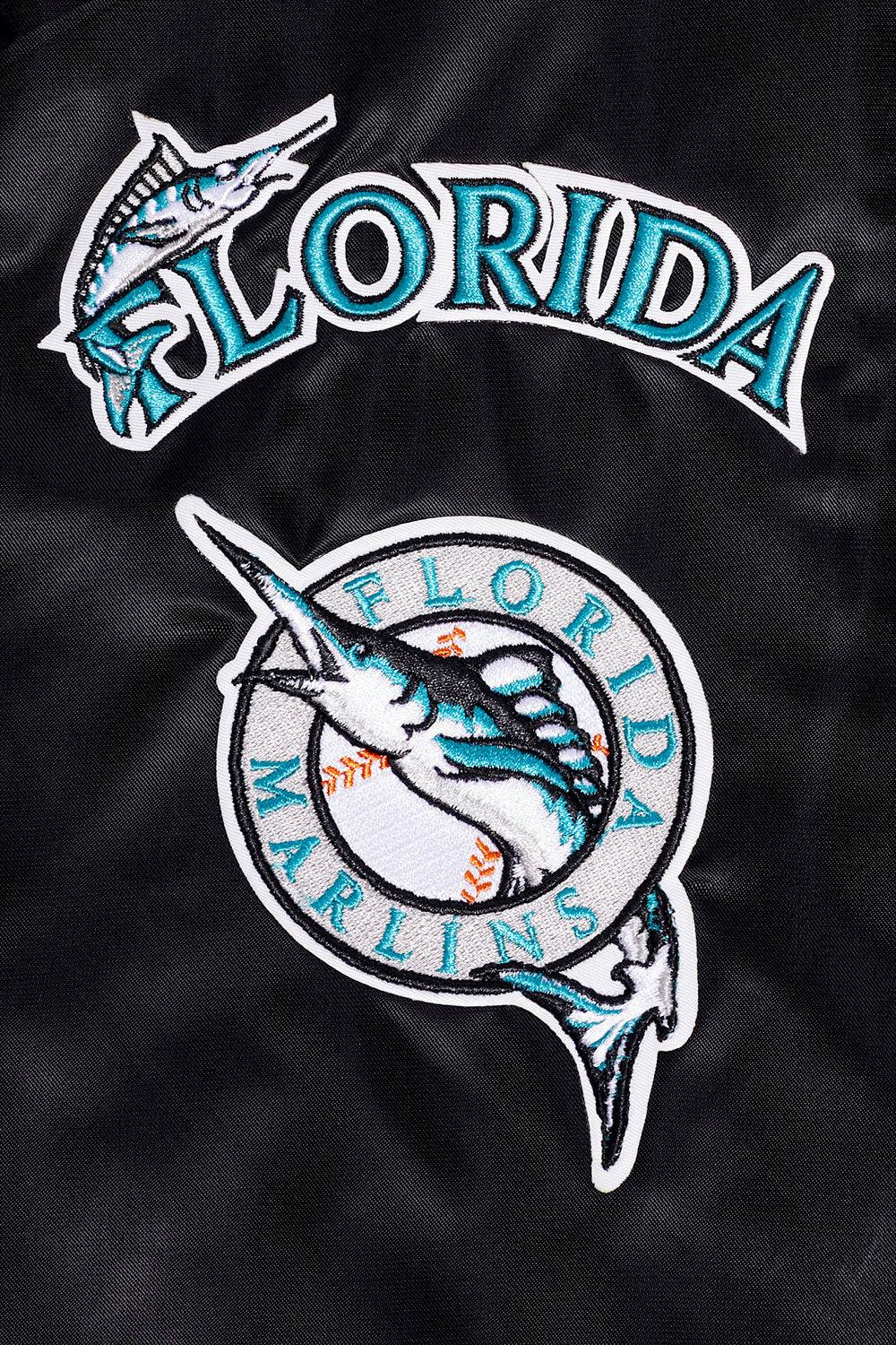 MLB FLORIDA MARLINS RETRO CLASSIC MEN'S RIB SATIN JACKET (BLACK)