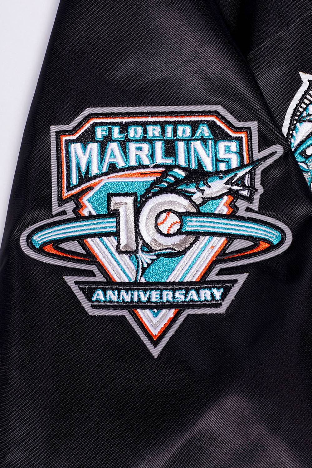 MLB FLORIDA MARLINS RETRO CLASSIC MEN'S RIB SATIN JACKET (BLACK)