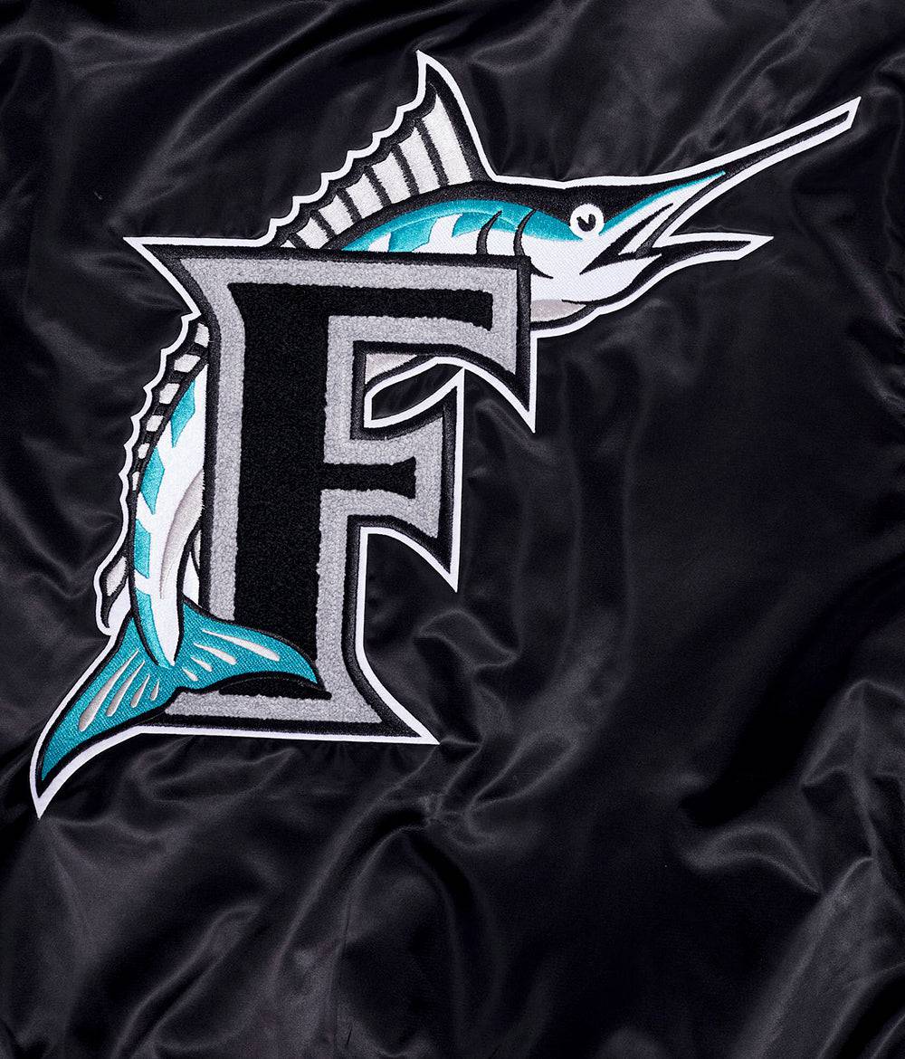 MLB FLORIDA MARLINS RETRO CLASSIC MEN'S RIB SATIN JACKET (BLACK)