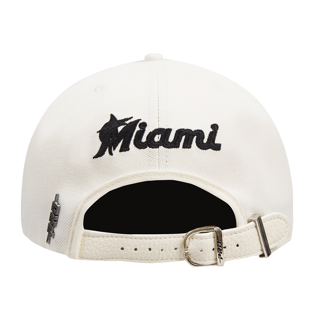 GORRA STRAPBACK MLB MIAMI MARLINS LOGO PRINCIPAL TRIPLE TONAL (CASCARA DE HUEVO)