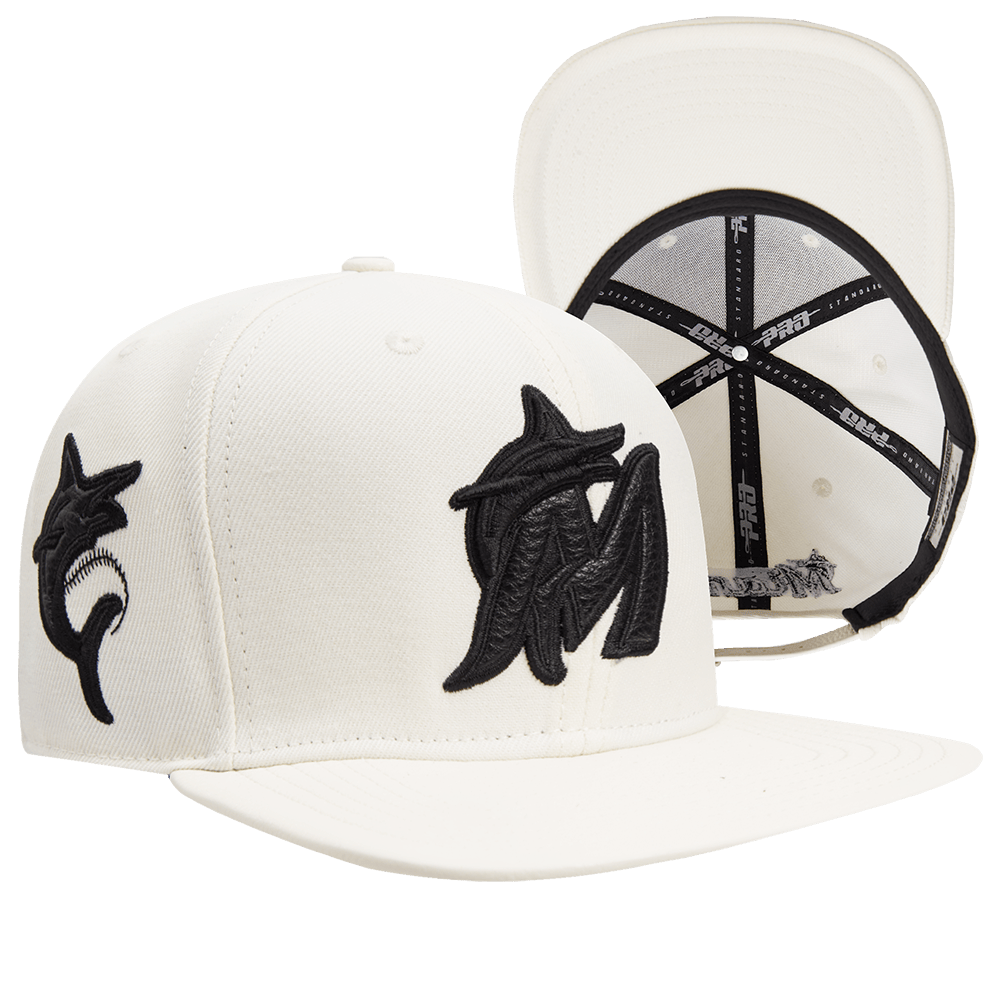 GORRA STRAPBACK MLB MIAMI MARLINS LOGO PRINCIPAL TRIPLE TONAL (CASCARA DE HUEVO)