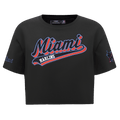 MLB MIAMI MARLINS SCRIPT TAIL WOMEN'S SINGLE JERSEY BOXY TOP (BLACK)