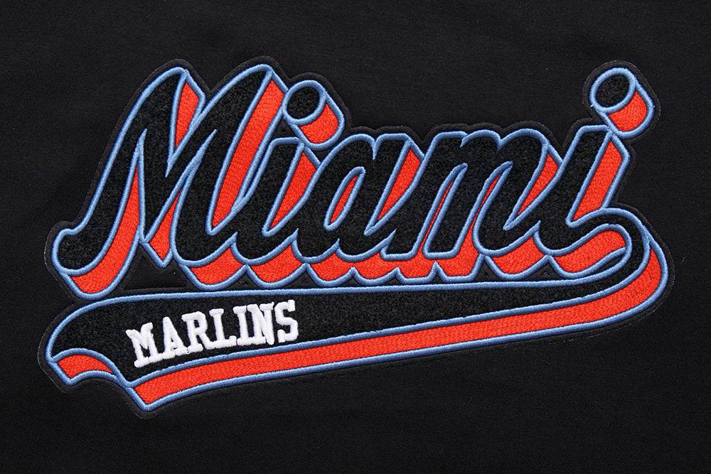 MLB MIAMI MARLINS SCRIPT TAIL WOMEN'S SINGLE JERSEY BOXY TOP (BLACK)