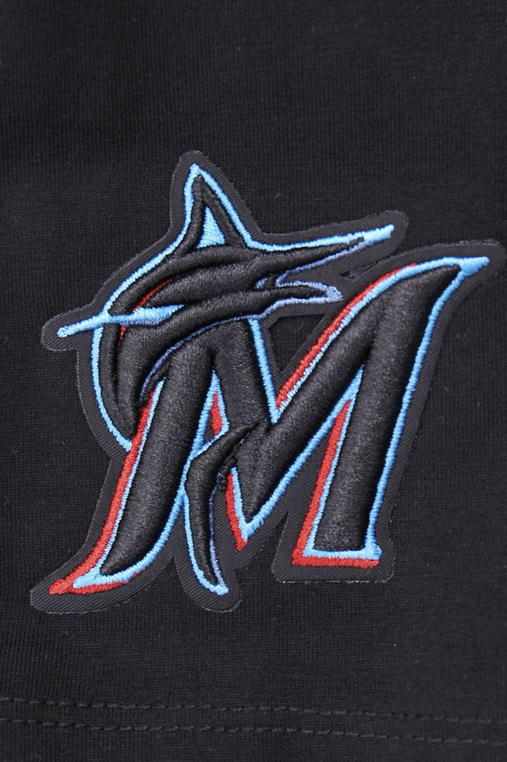 MLB MIAMI MARLINS SCRIPT TAIL WOMEN'S SINGLE JERSEY BOXY TOP (BLACK)
