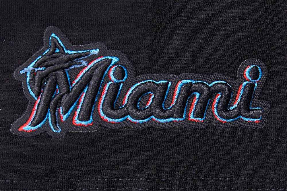 MLB MIAMI MARLINS SCRIPT TAIL WOMEN'S SINGLE JERSEY BOXY TOP (BLACK)