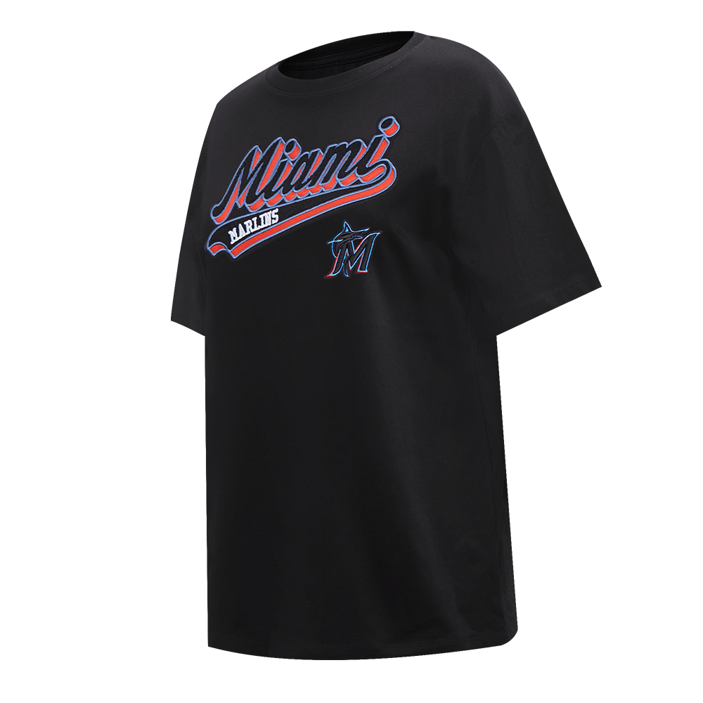 TOP BOYFRIEND MLB MIAMI MARLINS SCRIPT TAIL PARA MUJER (NEGRO)