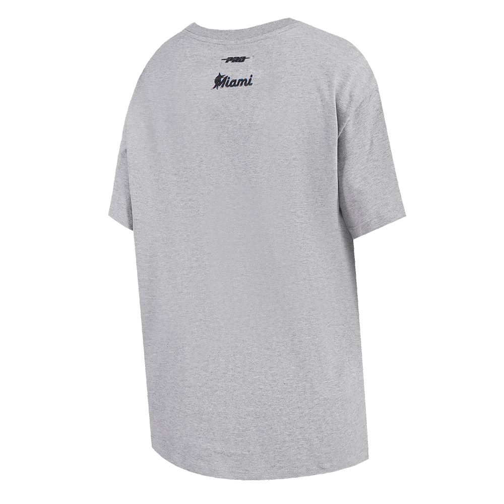 MLB MIAMI MARLINS SCRIPT TAIL WOMEN'S BOYFRIEND TOP (HEATHER GREY)