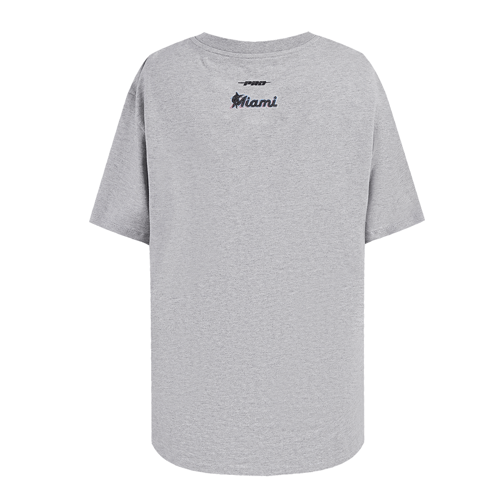 MLB MIAMI MARLINS SCRIPT TAIL WOMEN'S BOYFRIEND TOP (HEATHER GREY)