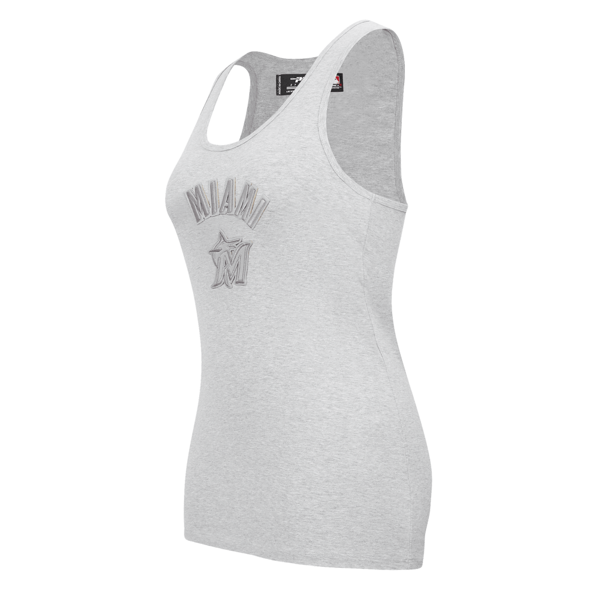 MLB MIAMI MARLINS TRIPLE TONAL RELAXED FIT WOMEN'S RACERBACK (HEATHER GREY)