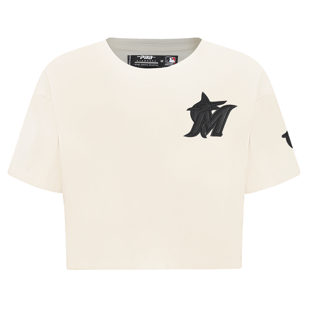 MLB MIAMI MARLINS TRIPLE TONAL SINGLE JERSEY BOXY WOMEN'S TEE (EGGSHELL)