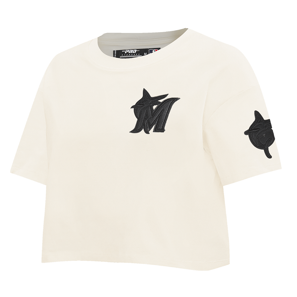 MLB MIAMI MARLINS TRIPLE TONAL SINGLE JERSEY BOXY WOMEN'S TEE (EGGSHELL)