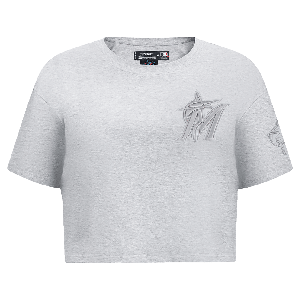 MLB MIAMI MARLINS TRIPLE TONAL SINGLE JERSEY BOXY WOMEN'S TEE (HEATHER GREY)