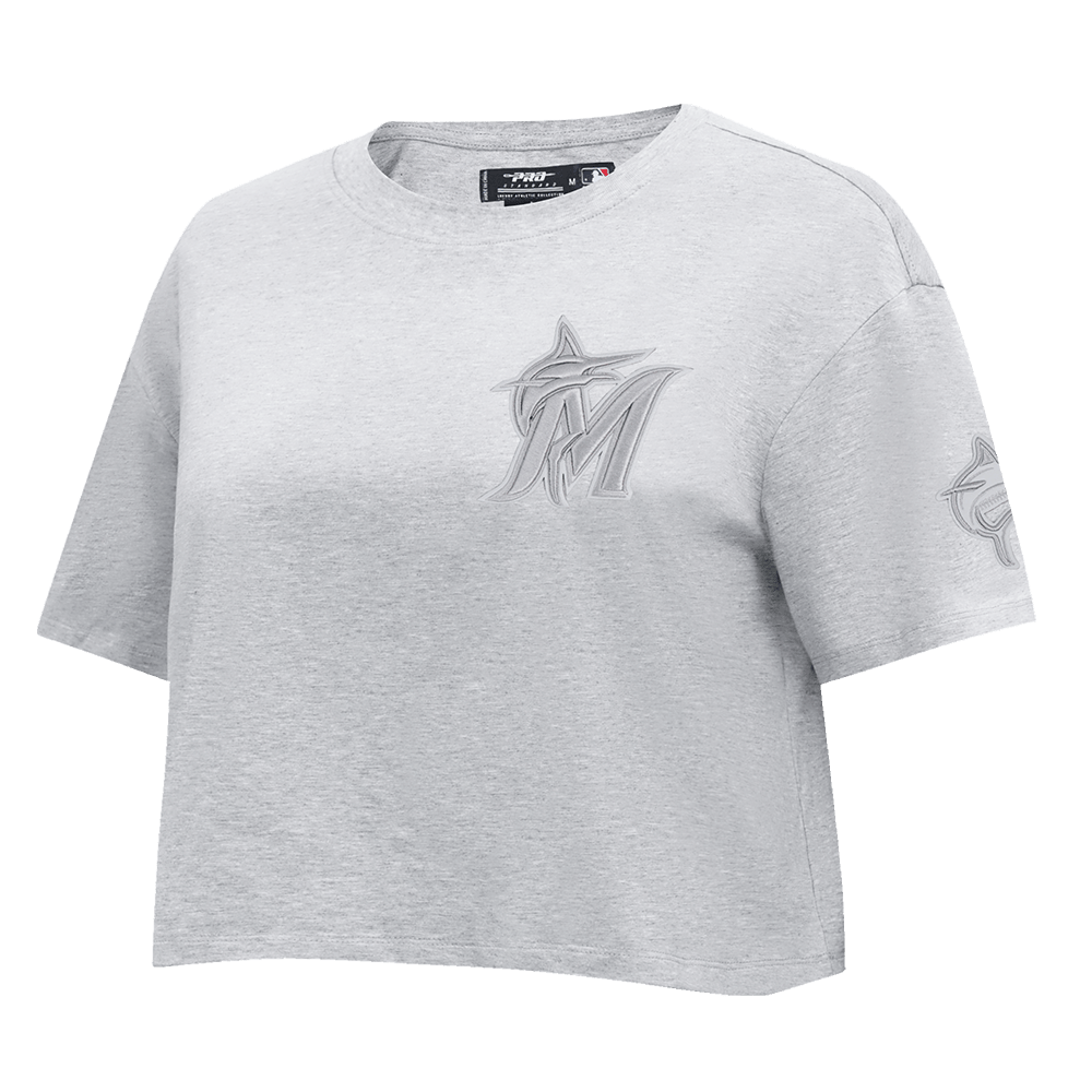 MLB MIAMI MARLINS TRIPLE TONAL SINGLE JERSEY BOXY WOMEN'S TEE (HEATHER GREY)