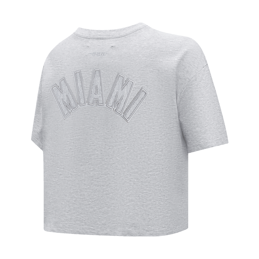 MLB MIAMI MARLINS TRIPLE TONAL SINGLE JERSEY BOXY WOMEN'S TEE (HEATHER GREY)