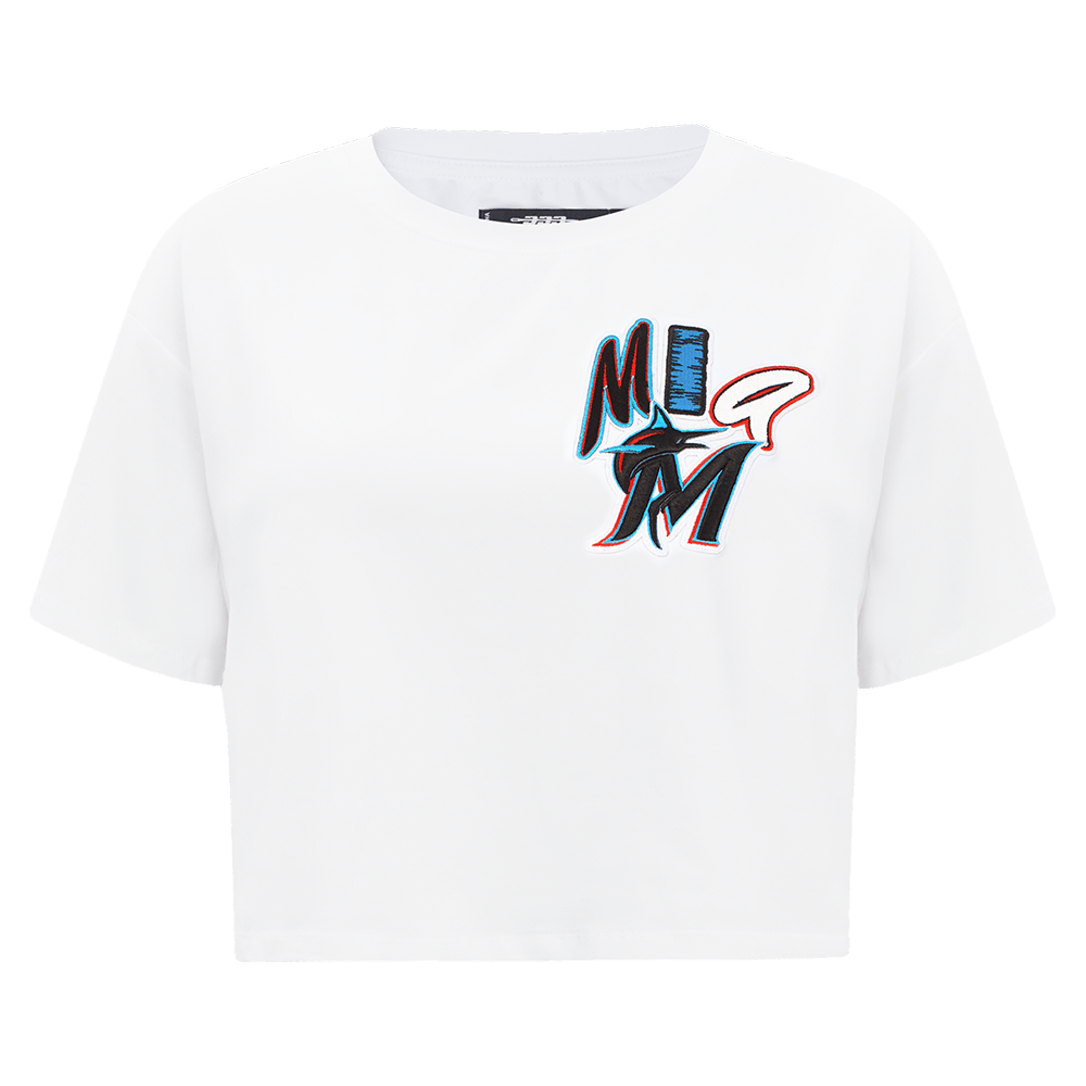 MLB MIAMI MARLINS CITY RANSOM WOMEN'S SJ BOXY TEE (WHITE)