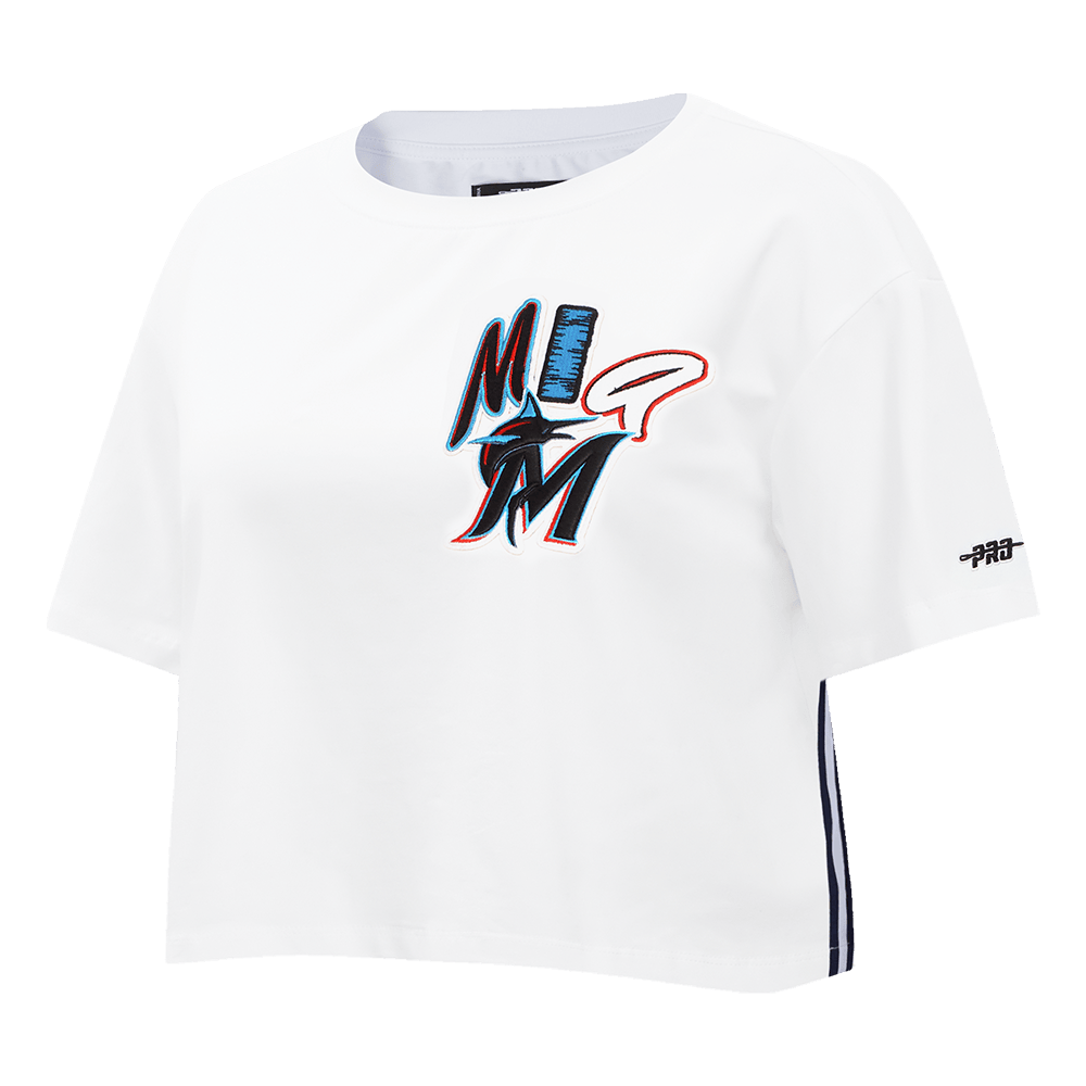 MLB MIAMI MARLINS CITY RANSOM WOMEN'S SJ BOXY TEE (WHITE)