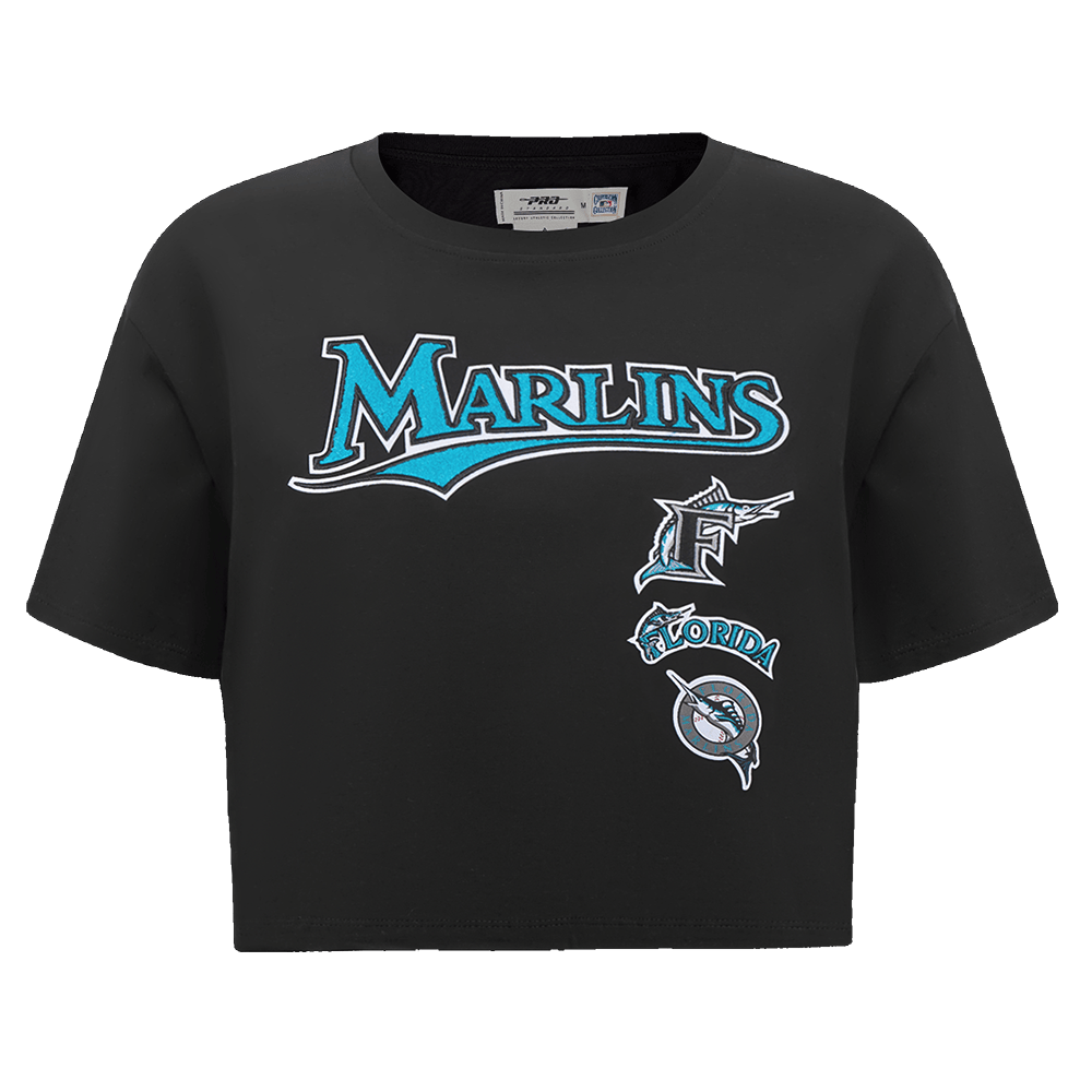 MLB FLORIDA MARLINS RETRO CLASSIC WOMEN'S BOXY TOP (BLACK)