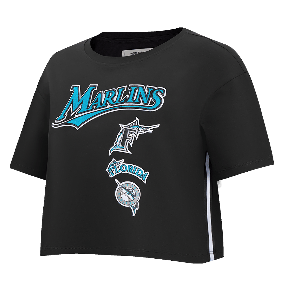 MLB FLORIDA MARLINS RETRO CLASSIC WOMEN'S BOXY TOP (BLACK)