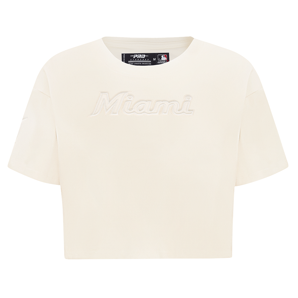 MLB MIAMI MARLINS NEUTRAL WOMEN'S BOXY TOP (EGGSHELL)
