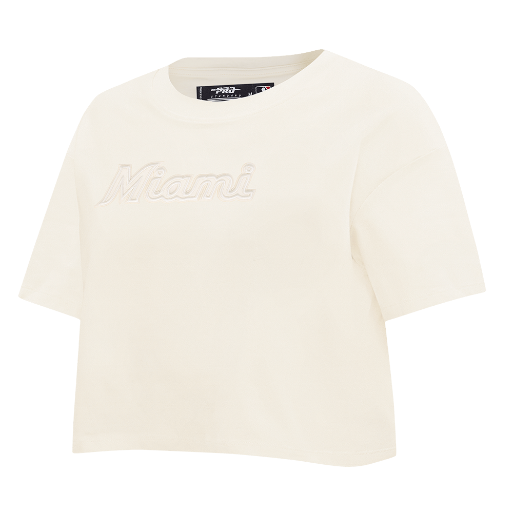 MLB MIAMI MARLINS NEUTRAL WOMEN'S BOXY TOP (EGGSHELL)