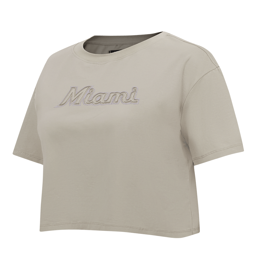 MLB MIAMI MARLINS NEUTRAL WOMEN'S BOXY TOP (TAUPE)