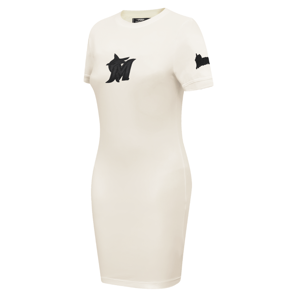 MLB MIAMI MARLINS TRIPLE TONAL BODYCON WOMEN'S DRESS (EGGSHELL)