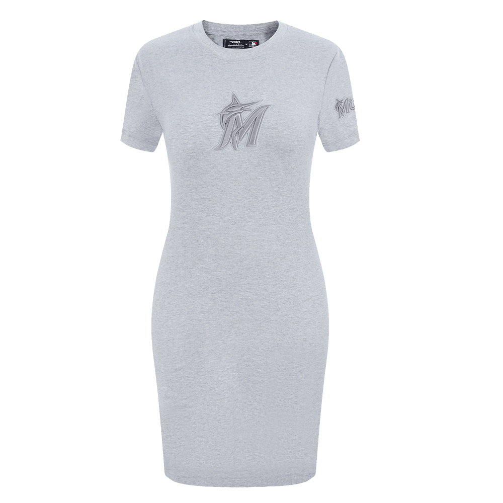 MLB MIAMI MARLINS TRIPLE TONAL BODYCON WOMEN'S DRESS (HEATHER GREY)
