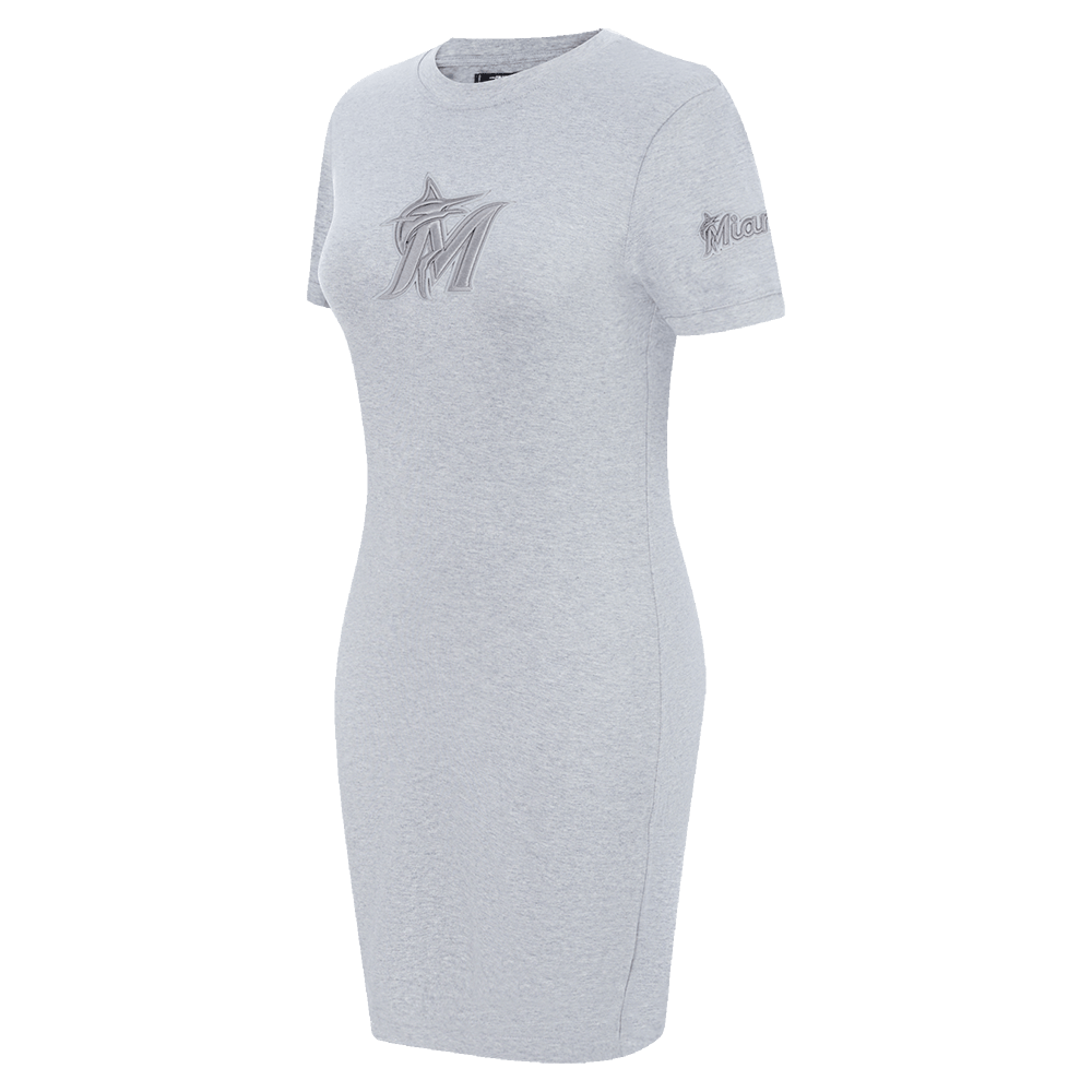 MLB MIAMI MARLINS TRIPLE TONAL BODYCON WOMEN'S DRESS (HEATHER GREY)