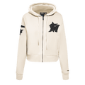 MLB MIAMI MARLINS TRIPLE TONAL WOMEN'S DOUBLE KNIT FULL ZIP HOODIE (EGGSHELL)