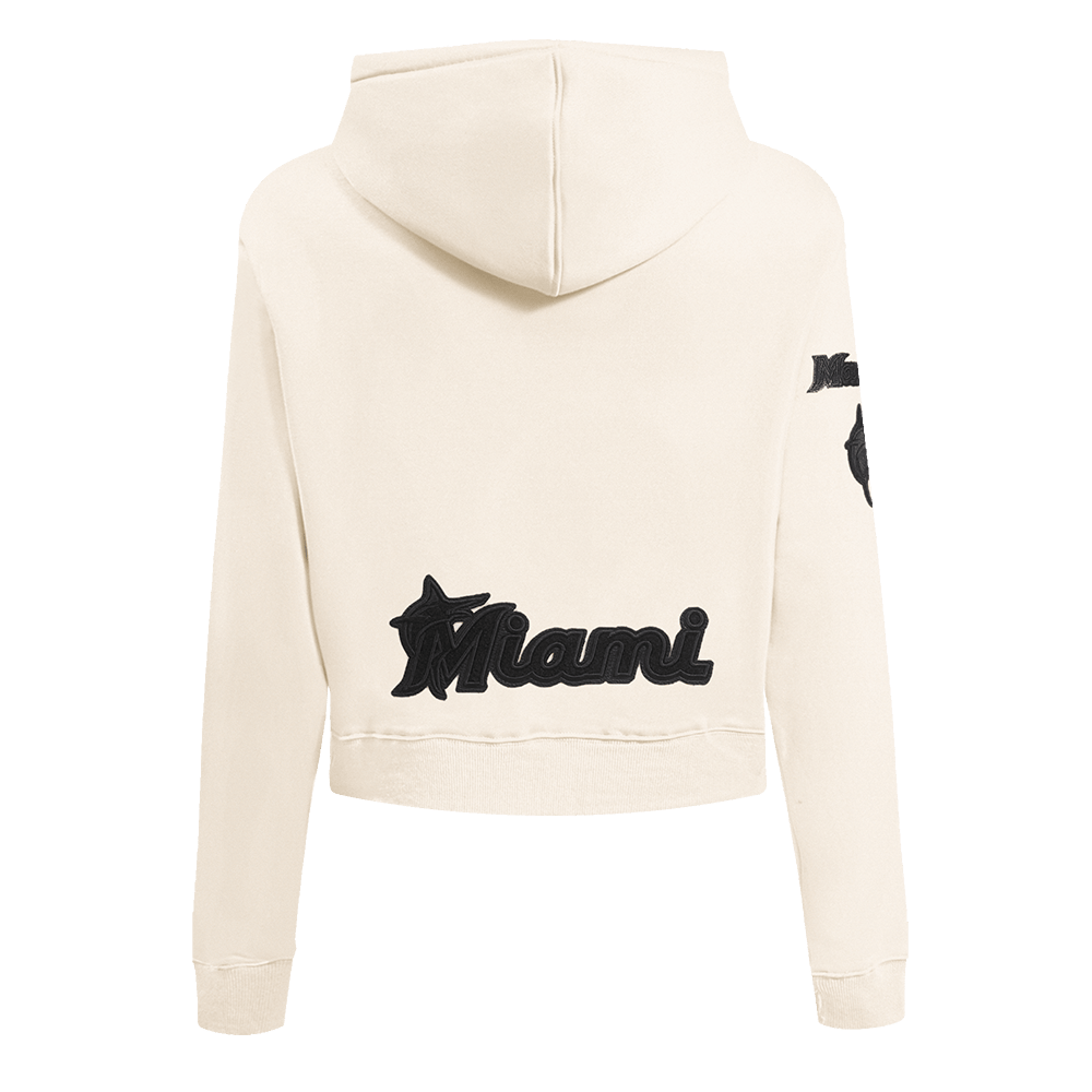 MLB MIAMI MARLINS TRIPLE TONAL WOMEN'S DOUBLE KNIT FULL ZIP HOODIE (EGGSHELL)
