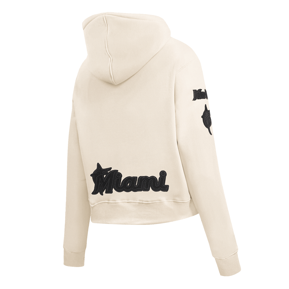 MLB MIAMI MARLINS TRIPLE TONAL WOMEN'S DOUBLE KNIT FULL ZIP HOODIE (EGGSHELL)
