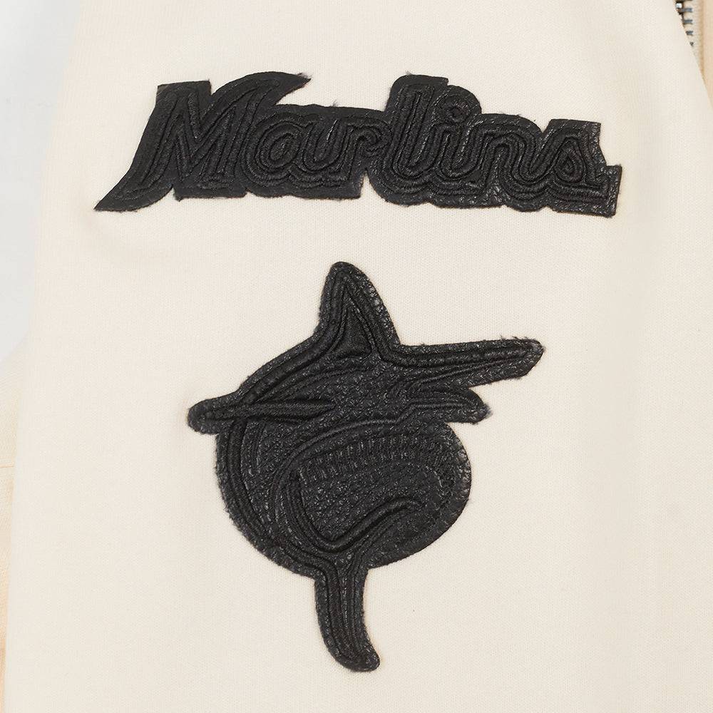 MLB MIAMI MARLINS TRIPLE TONAL WOMEN'S DOUBLE KNIT FULL ZIP HOODIE (EGGSHELL)