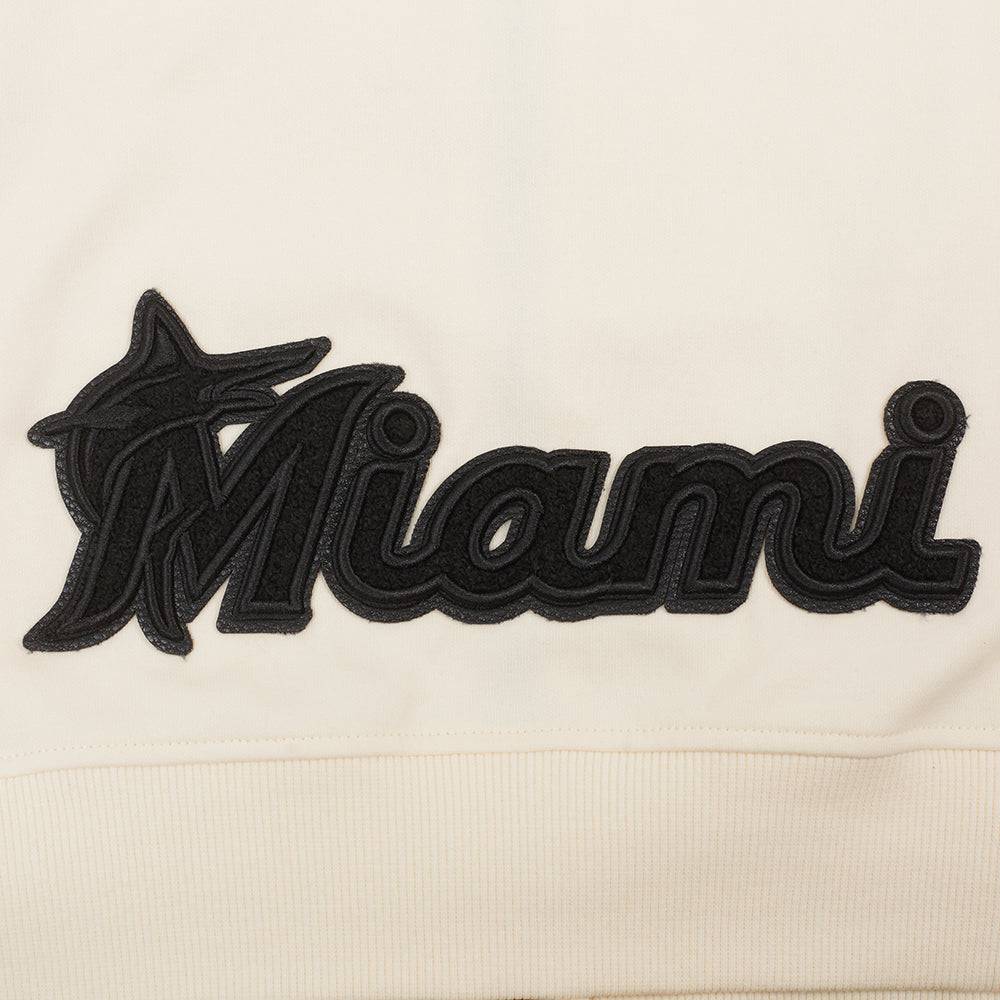 MLB MIAMI MARLINS TRIPLE TONAL WOMEN'S DOUBLE KNIT FULL ZIP HOODIE (EGGSHELL)