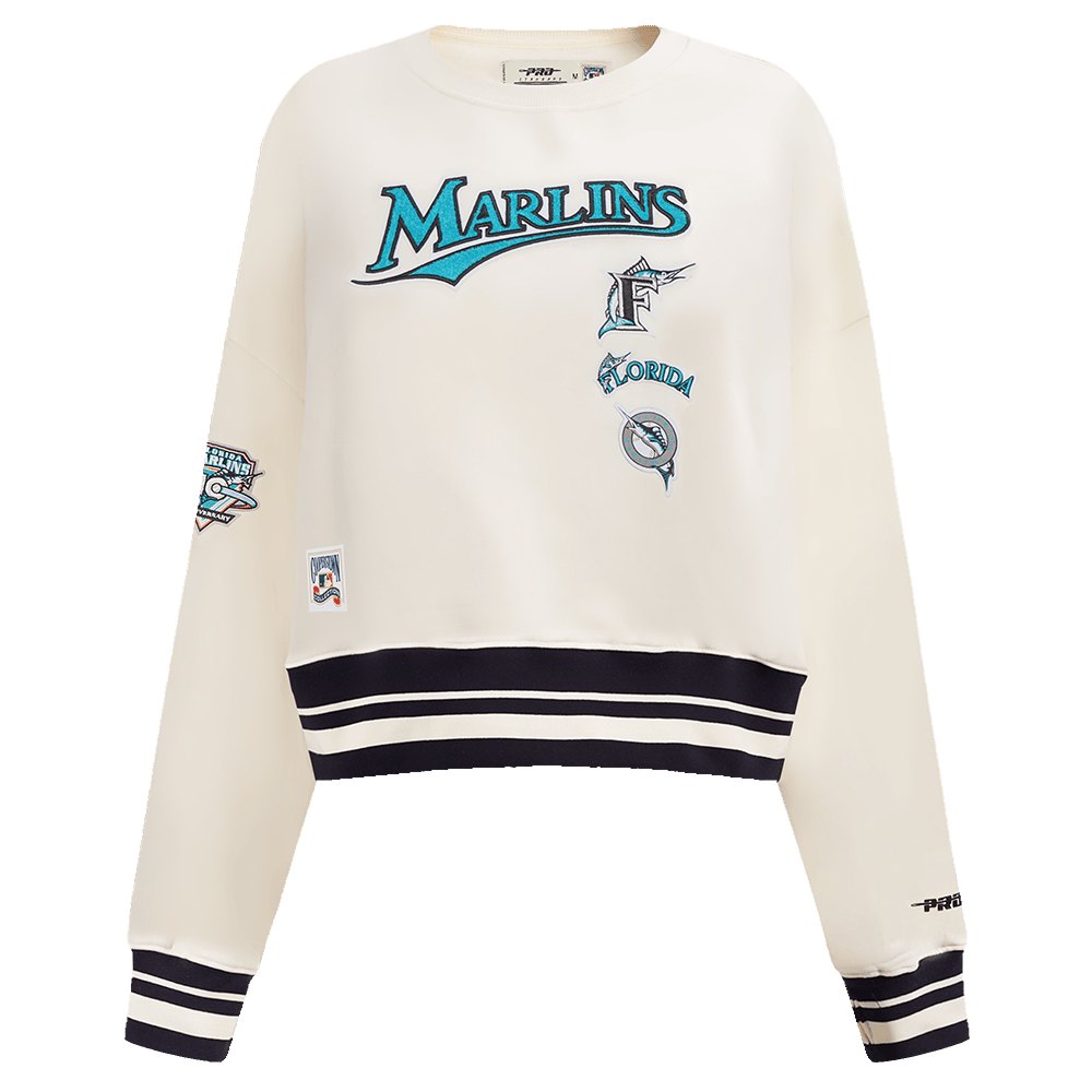 MLB FLORIDA MARLINS RETRO CLASSIC WOMEN'S CREWNECK (EGGSHELL/ BLACK)