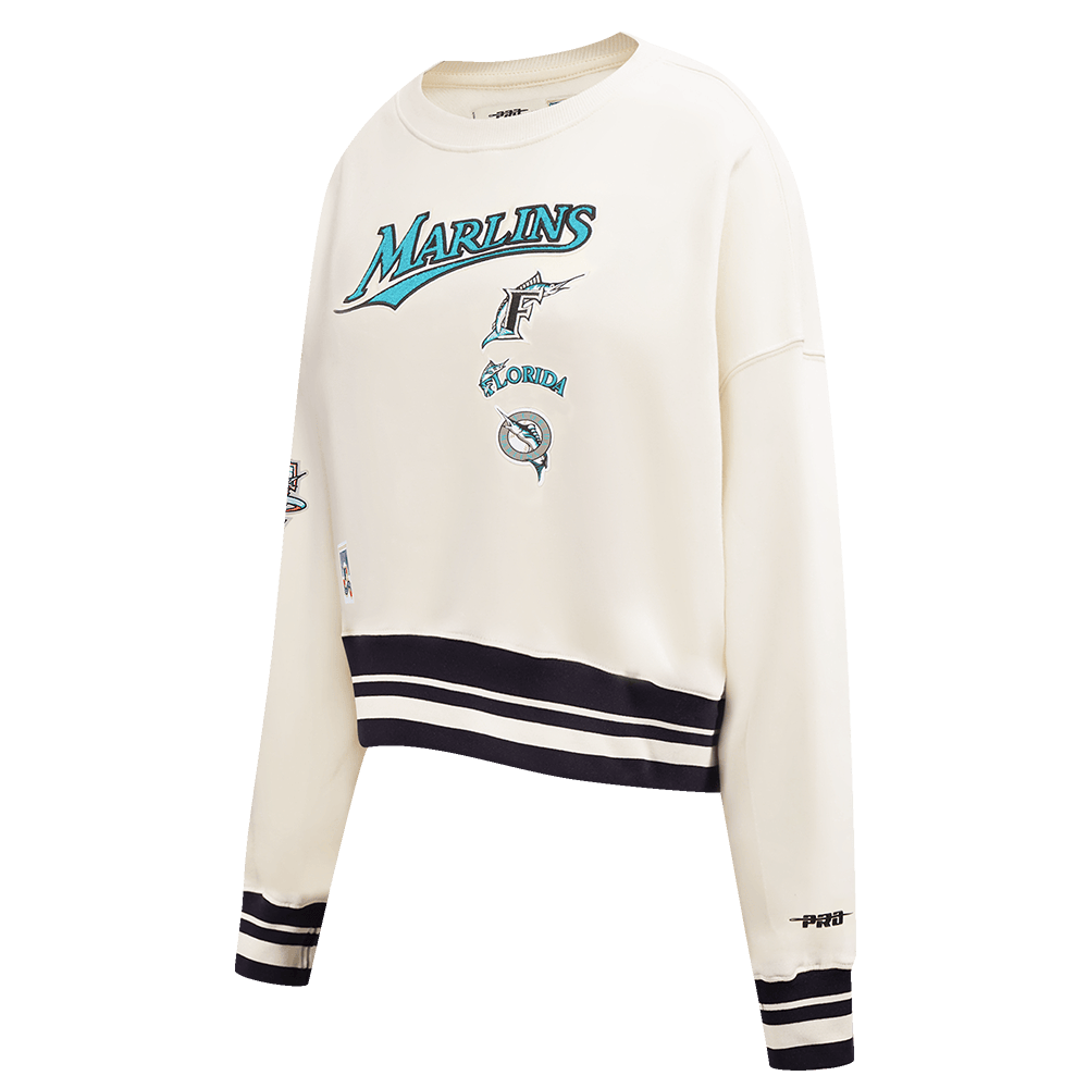 MLB FLORIDA MARLINS RETRO CLASSIC WOMEN'S CREWNECK (EGGSHELL/ BLACK)