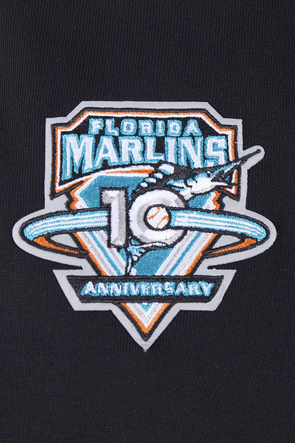 MLB FLORIDA MARLINS SUDADERA CORTA CON CAPUCHA RETRO CLÁSICA PARA MUJER (NEGRA)