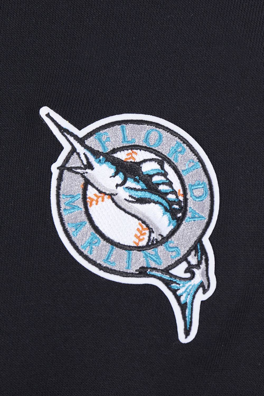 MLB FLORIDA MARLINS SUDADERA CORTA CON CAPUCHA RETRO CLÁSICA PARA MUJER (NEGRA)