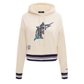 MLB FLORIDA MARLINS RETRO CLASSIC WOMEN'S CROPPED PULLOVER HOODIE (EGGSHELL/ BLACK)