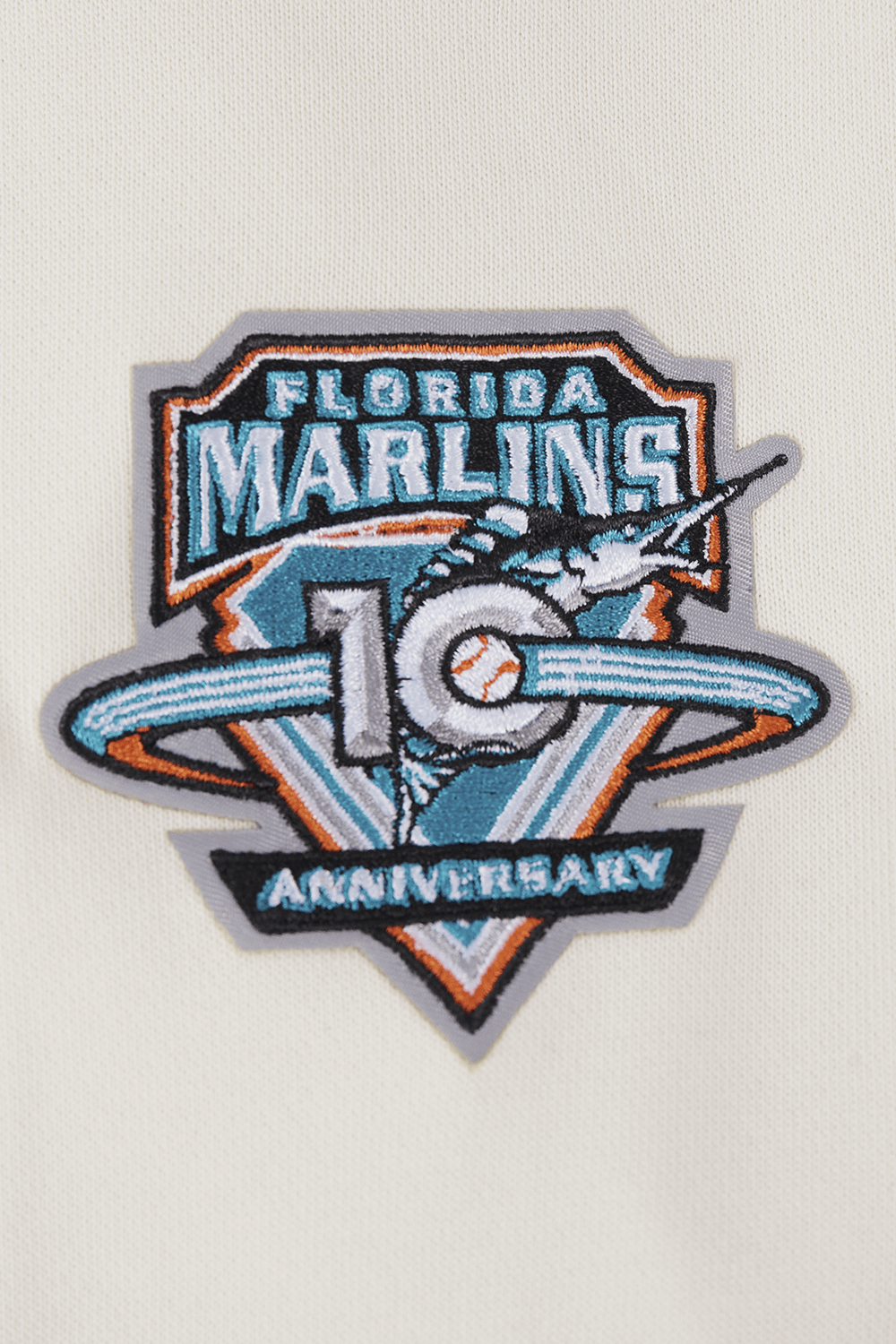 MLB FLORIDA MARLINS RETRO CLASSIC WOMEN'S CROPPED PULLOVER HOODIE (EGGSHELL/ BLACK)